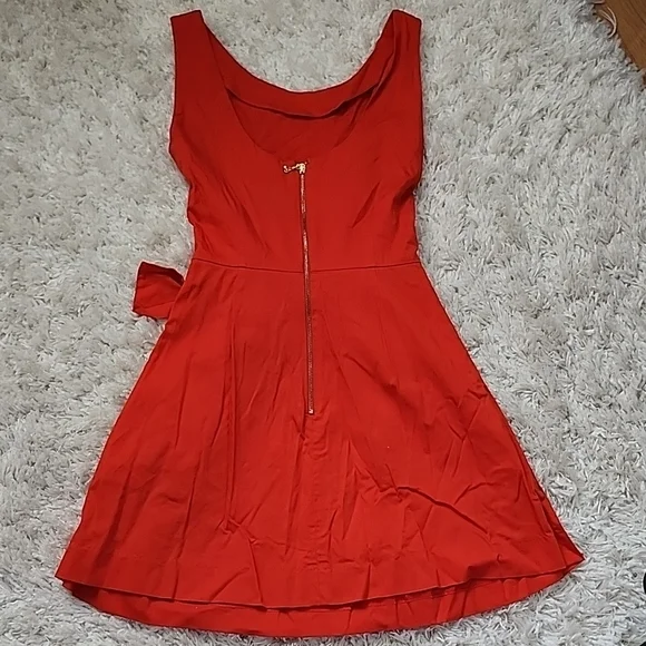 Kate Spade Vibrant Red Midi Dress with Bow Detail Dr3 - Picture 3 of 4